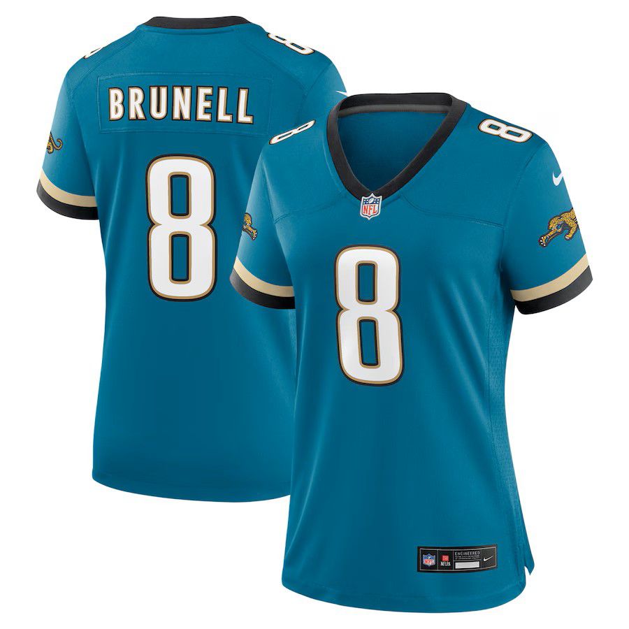Women Jacksonville Jaguars #8 Mark Brunell Green Nike Throwback Retired Player Game NFL Jersey